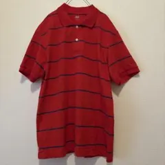 UNIQLO XL レッド ネイビー ストライプ ポロシャツ