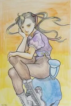 手描きイラスト　アナログイラスト　原画　色鉛筆画