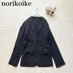 【ノリコイケ】テーラードジャケット（M）サッカー生地 シンプル 羽織 綿 黒