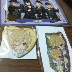 おまけ付 羽風 薫 ハート缶バッジ キラキラ ステッカー ナンジャ タウン B賞