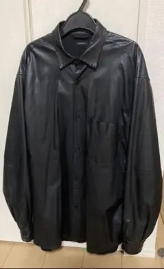 COMOLI ディアスキン レザー シャツ 鹿革 オーバーサイズ 黒 2 COMOLI コモリ 20AW S03-01015 LEATHER SHIRT ディアスキン レザー