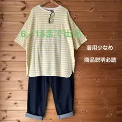 大人の休日服　黄色のボーダーT ナチュラル系　南仏系　北欧系　魔女の宅急便好きのサムネイル