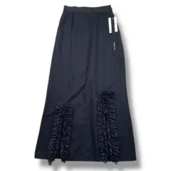 新品タグ付　エイミーロウ　スリットフリルIラインロングスカート　ブラック　M