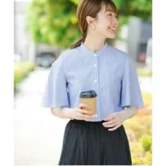 アーバンリサーチ　サニーレーベル　ストライプ バタフライスリーブブラウス
