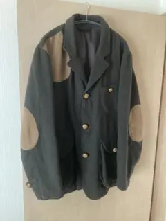 送料込Houstonウールハンティングジャケット肩、エルボーパッチダークグリーン