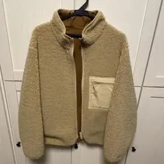 ベージュ フリースジャケット ジップアップ