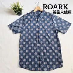 ROARK オープンカラーシャツ Lサイズ 黒/青 ROARK オープンカラーシャツ Lサイズ 黒/青 ROARK オープン