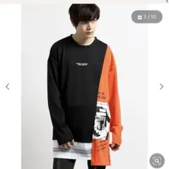 semanticdesign ストレッチポンチアシメ切替長袖BIGTシャツ