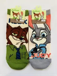 ディズニー　ズートピア　靴下　ソックス　２足セット　ニック　ジュディ　新品未使