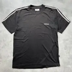 adidas Tシャツ ブラック 半袖 ロゴ サイドライン ストリート M