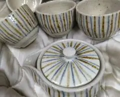 麦わら手書き手作り煎茶器セット6個