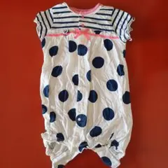 ドット柄　ロンパース 50-70cm　水玉　フリル袖　夏服　半袖　カバーオール