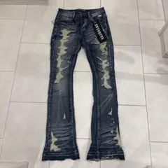 VALABASAS バラバサス ブルーウォッシュダメージリペアスキニーフレア