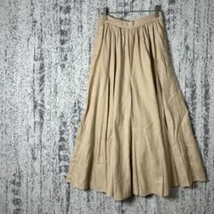 ライトベージュ ロングフレアスカート M カジュアル 春夏秋 a4375