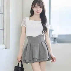 ミシェルマカロン 美脚スカート 千鳥柄 Sサイズ