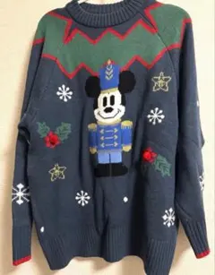 ディズニークリスマス2024　ミッキーニット　セーター ネイビー リルリンリン