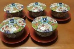 多色花柄湯飲み5個セット(有田焼　清秀)