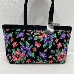 ○6971 良品　FEILER フェイラー　ハンドバッグ　トートバッグ　花柄　黒