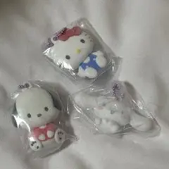 サンリオ　ふわわフロッキーマスコット　キティ プリン シナモン ガチャ3個セット