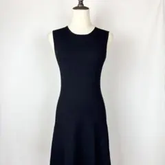 【セオリー】S 黒 ワンピース ノースリーブ おしゃれ着 Aライン フレア