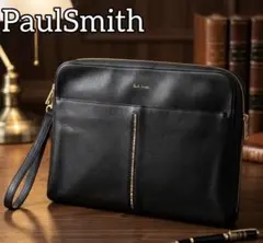 【極美品】ポールスミスPaulSmithクラッチバッグ マルチストライプ レザー