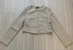 ツイードジャケット ノーカラージャケット