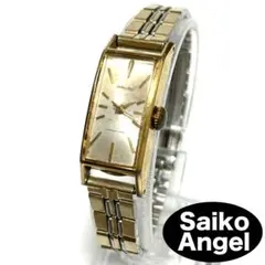 Seiko Angel 手巻 ゴールド レクタンギュラー レディース 時計 稼働のサムネイル