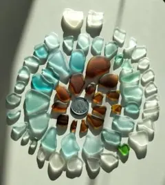 天然シーグラス B級品60個セット＋おまけ：小鳥のような天然シーグラス2羽