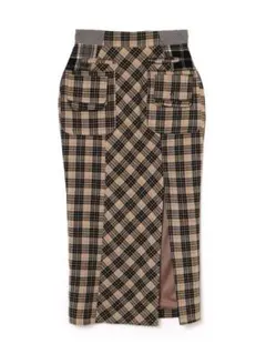 andmary Anna check long skirt