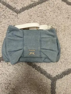Pomponette デニムブルー ショルダーバッグ