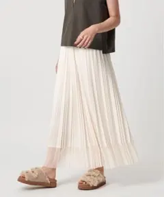 美品 25AW ユナイテッドアローズ シアー コンビプリーツスカート 36