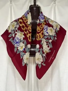 PIERRE BALMAIN 花柄スカーフ ボルドー ピエールバルマン 80年代