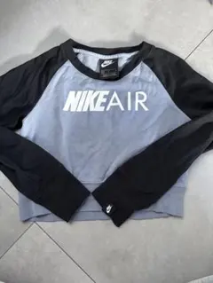 美品 NIKE AIR 長袖クロップドカットソー 　グレー/ブラック M