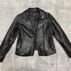 【美品】ナノユニバース ダブルライダース レザージャケット 羊革 38 M