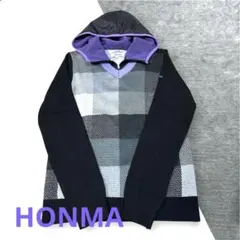美品HONMAGOLF レディースニット　重ね着フード取り外し可能　ゴルフウェア