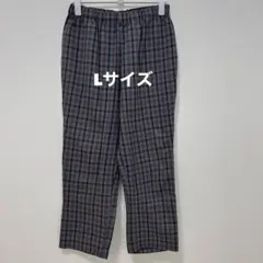 チェック柄 クロップドパンツ 楽ちん テーパード グレー系 Lサイズ