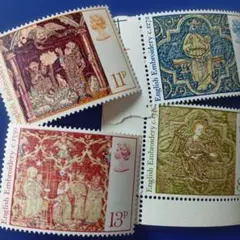 9626 外国切手 イギリス 1976年 中世の刺繍 クリスマス 4V