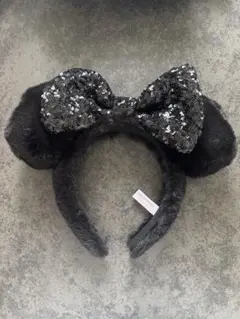 ディズニー カチューシャ ブラック スパンコール ファー