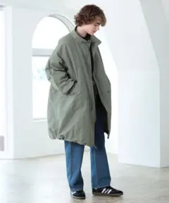 オリーブグリーン モッズコート beams