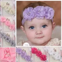 お花の形が可愛い❤︎ベビーヘアバンド♪　ヘアアクセ
