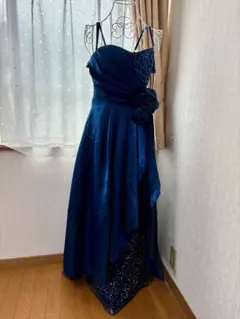 ネイビーブルー フローラルモチーフ ドレス