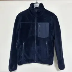 ユニクロ　ネイビー フリースジャケット　ボアジャケット　フルジップ　メンズS