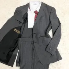 ビサルノ ロロピアーナ スーツ Lサイズ 水牛ボタン グレー ストライプ