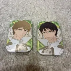 新テニスの王子様 四天宝寺　財前光　忍足謙也　庭球浪漫 まるかくスクエア缶バッジ