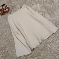 ​自由区 綿100% 洗える 総リブニット アイボリー サイズ38 M相当