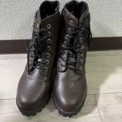 ブラウン レースアップブーツ 高ヒール