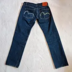 EVISU No.1デニム 2001 大文字赤タブ W32×L35 濃紺 虎耳のサムネイル