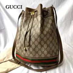 【美品】グッチ ショルダーバッグ 巾着 シェリーライン GGスプリーム アクセコ