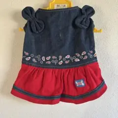 犬服 デニムリボン付きドレス　Mサイズ