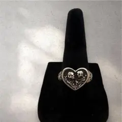 ハート スカルリング / シルバー調vintage、アンテークRingパンク